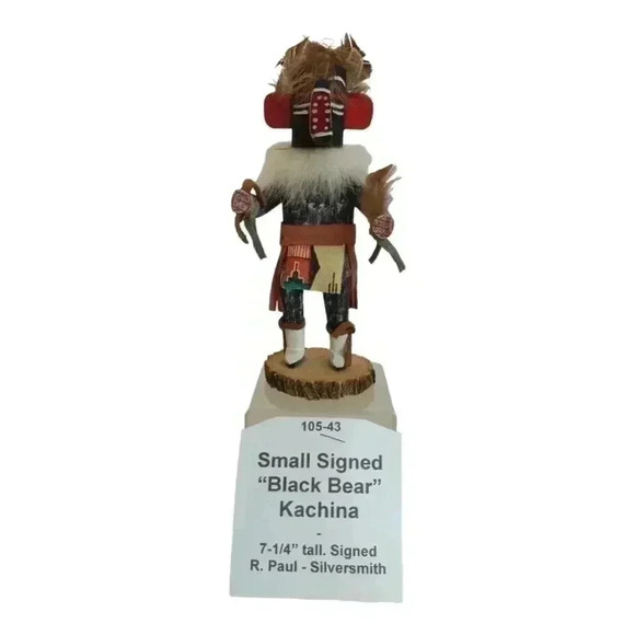 Small "Black Bear" Kachina 7 1/4' signed R.Paul Silversmith - Picture 1 of 10